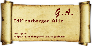 Günszberger Aliz névjegykártya